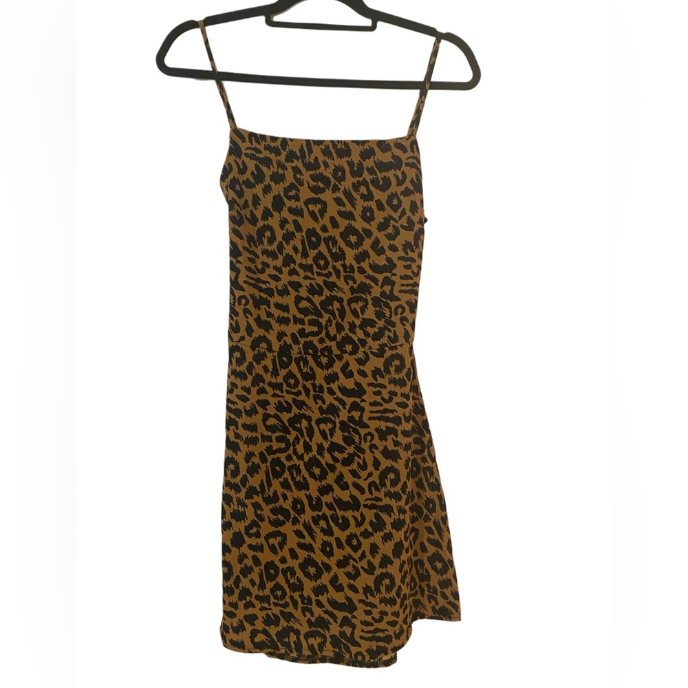 Missguided Brown and Black Spaghetti Strap Mini Tie-back Slip Dress